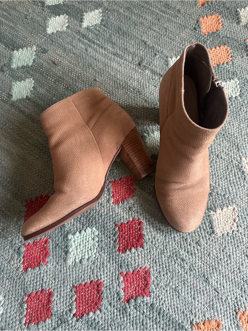 Cole Haan Tan Suede Block Heel Ankle Booties